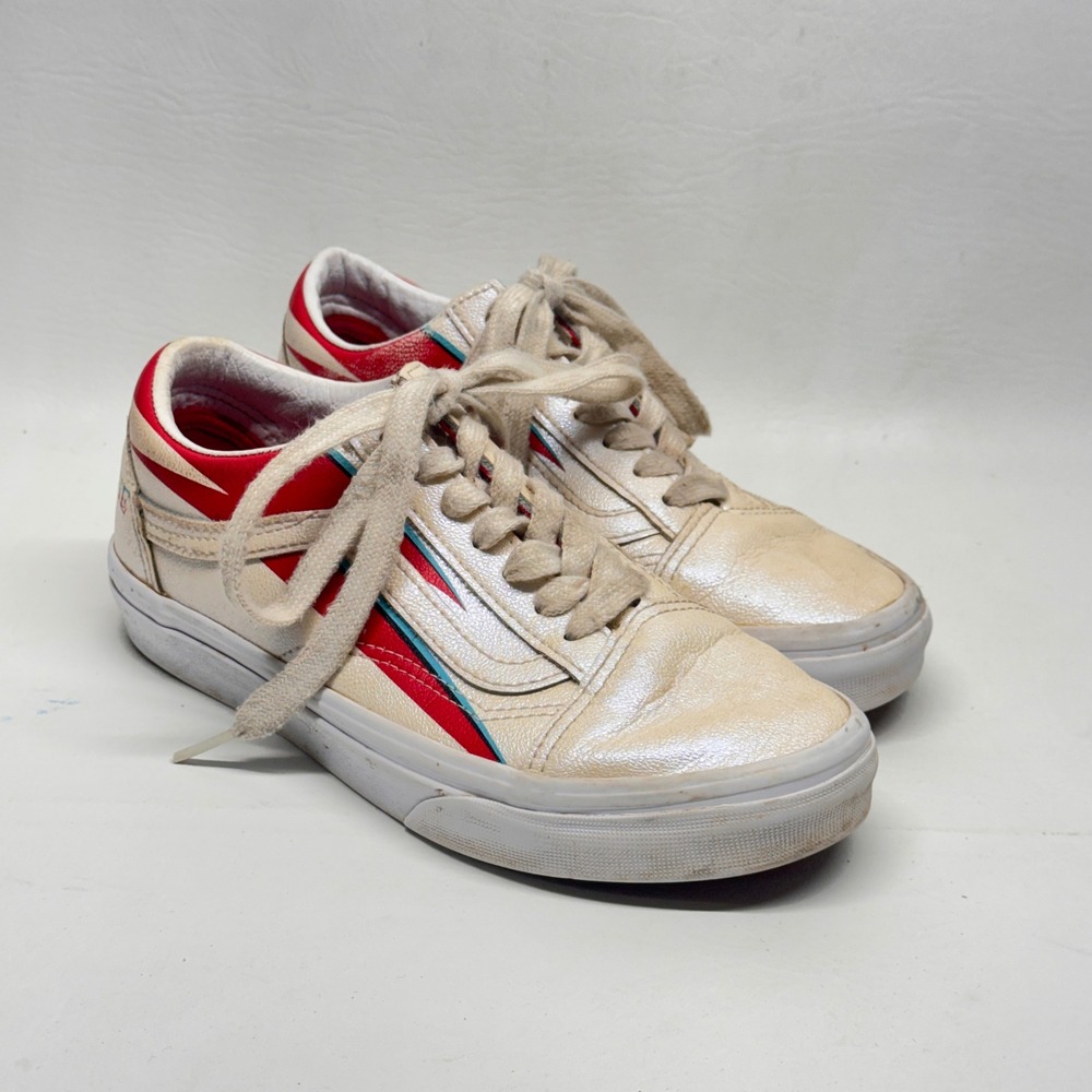 Vans Old Skool David Bowie Aladdin Sane Wm 5.5 Cream Lightning Bolt Rock Sneaker
